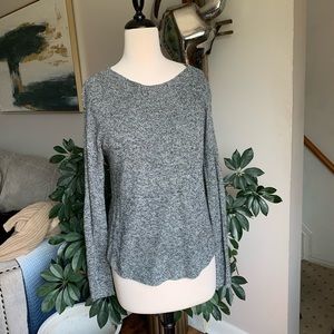Gray + Black Heather Boatneck Sweater